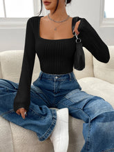 Square Neck Ribbed Knit Tee